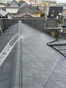 屋根の放水テスト